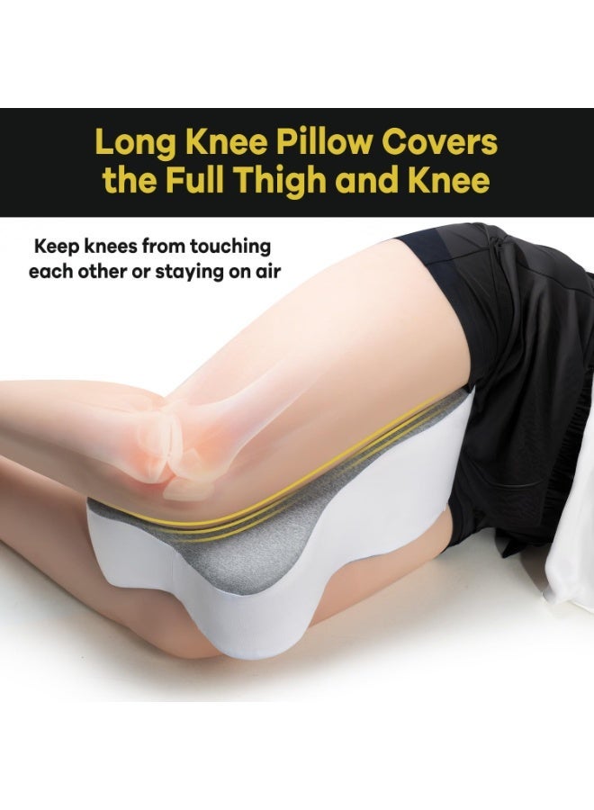 وسادة ركبة طويلة مقاس 14 بوصة للنوم على الجانب، توفر دعمًا كاملاً للفخذين والركبتين للحفاظ على المسافة المناسبة بينهما - وسادة ساقين للنوم على الجانب بين الساقين لتصحيح محاذاة العمود الفقري - كبيرة، لون رمادي. - Image 2